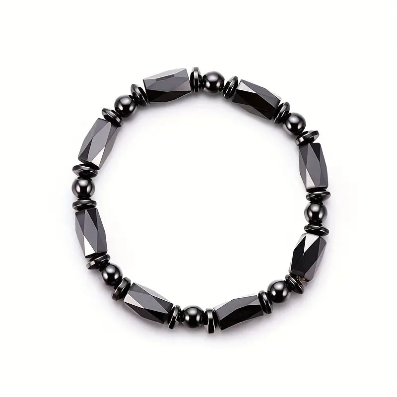 Black Bead Magnetic Hematite Elastic Bracelet LOKDALE WATCHES 