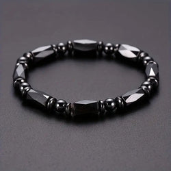 Black Bead Magnetic Hematite Elastic Bracelet LOKDALE WATCHES 