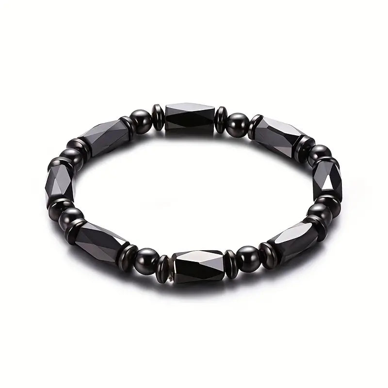 Black Bead Magnetic Hematite Elastic Bracelet LOKDALE WATCHES 