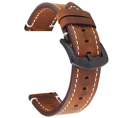 Brown Leather Strap with White Stitching Straps LOKDALE WATCHES 