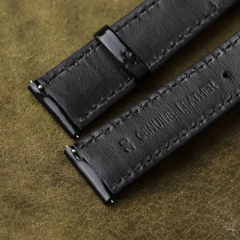 Glossed Top Grain Leather Strap, Hand Stitched Straps LOKDALE WATCHES 