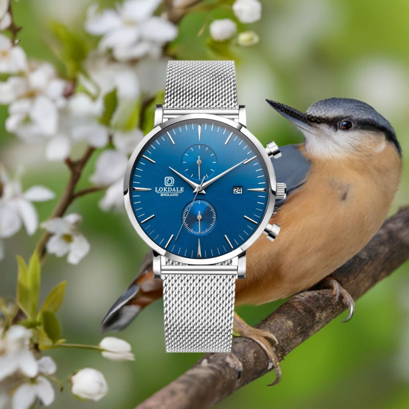 Nuthatch Chronotica - Silver Bleu Watches LOKDALE LTD 