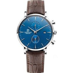 Nuthatch Chrono MC Brown - Silver/Blue 316L Stainless Steel - 42MM LOKDALE LTD 